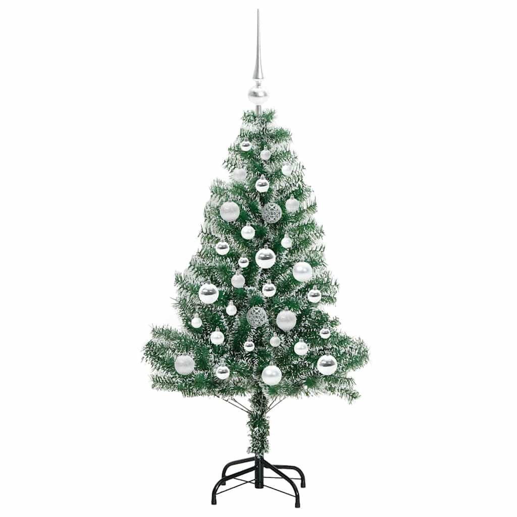 Kunstmatige Kerstboom Sneeuw Gevlochten met LED Licht 120 cm – afbeelding 4