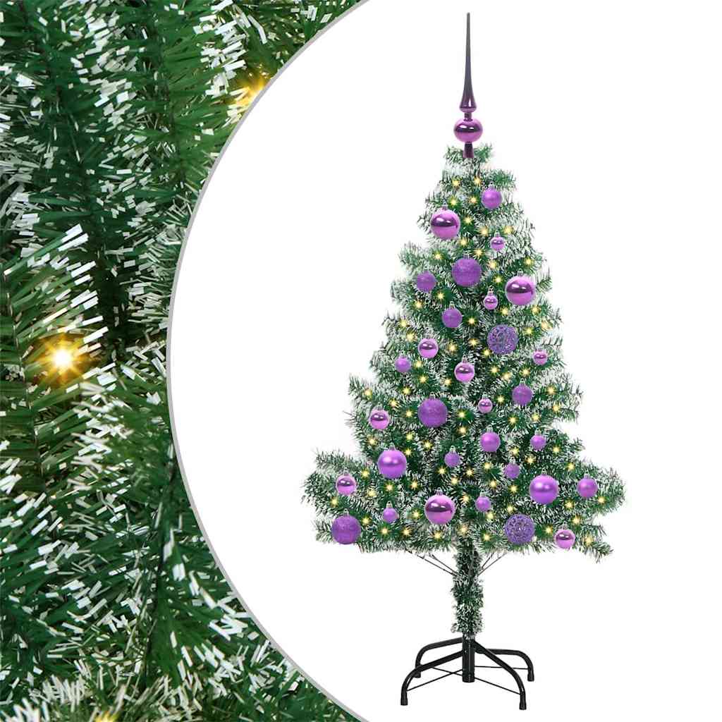 Kunstmatige Kerstboom Sneeuw Gevlochten met LED Licht 120 cm – afbeelding 2