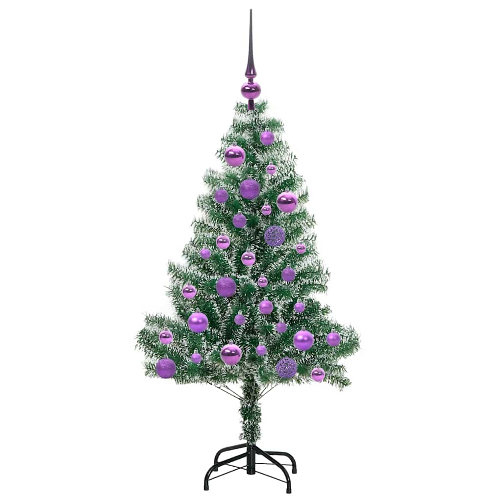 Kunstmatige Kerstboom Sneeuw Gevlochten met LED Licht 120 cm – afbeelding 4