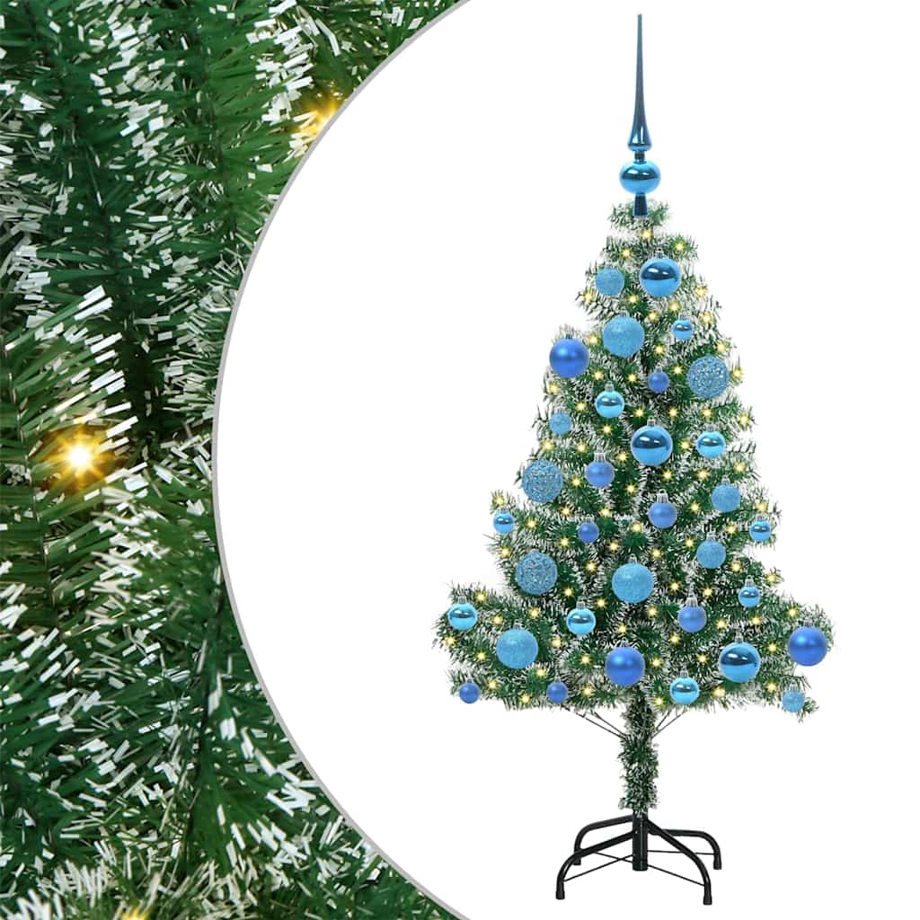 Kunstmatige Kerstboom Sneeuw Gevlochten met LED Licht 120 cm – afbeelding 2