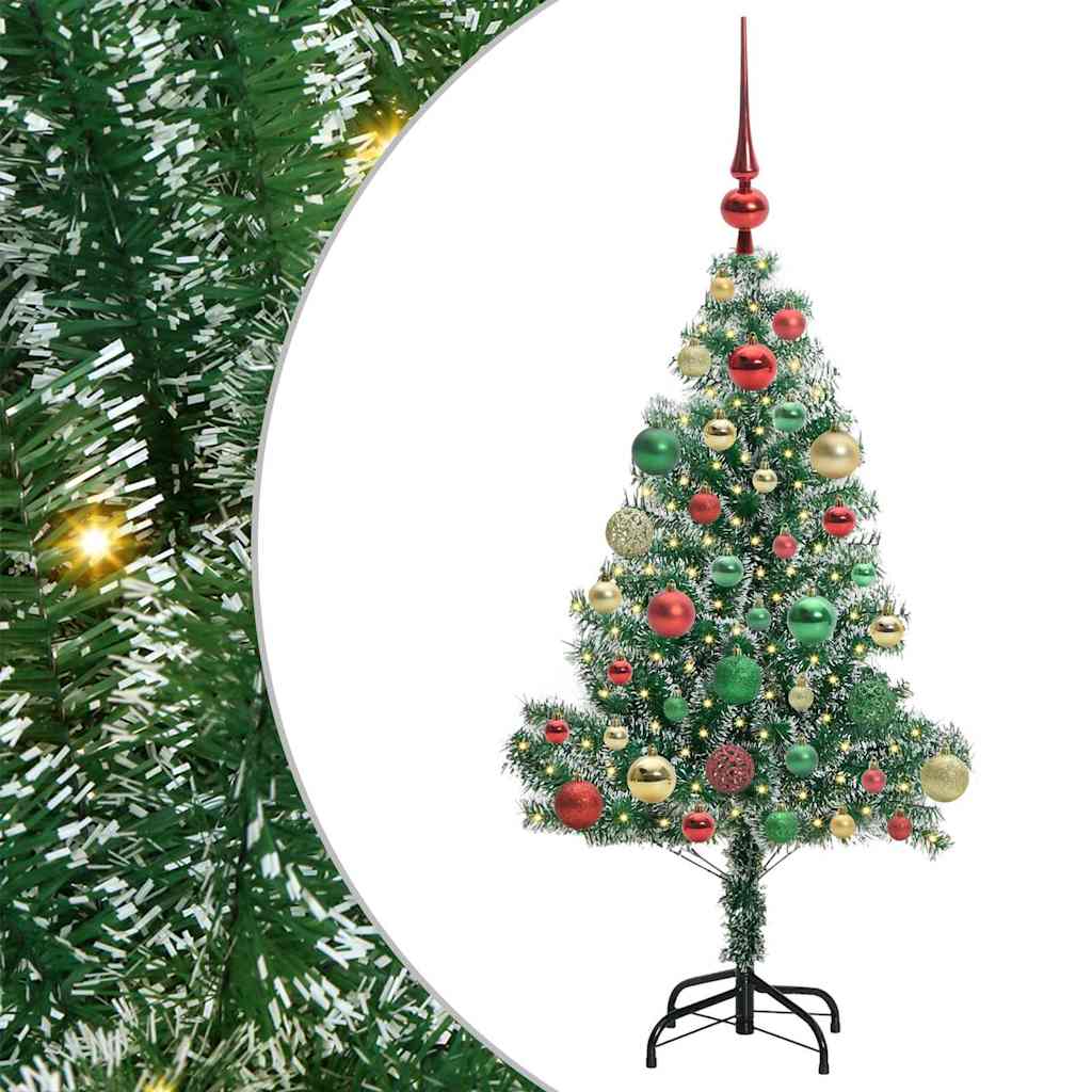 Kunstmatige Kerstboom Sneeuw Gevlochten met LED Licht 120 cm – afbeelding 2