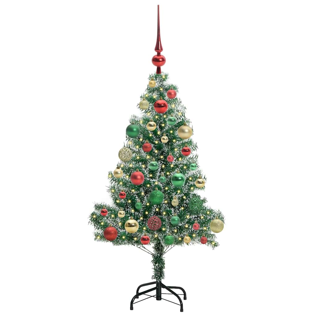 Kunstmatige Kerstboom Sneeuw Gevlochten met LED Licht 120 cm – afbeelding 3