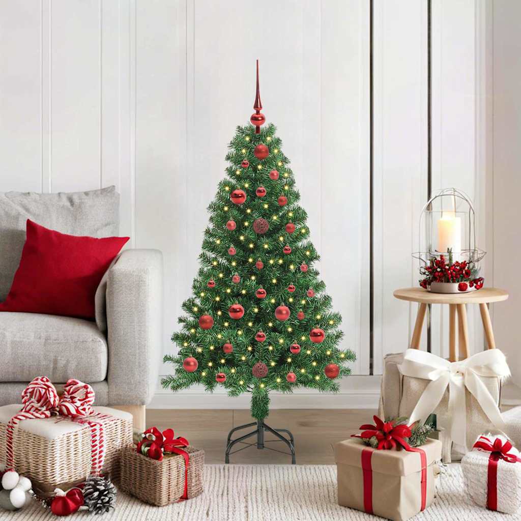 Kunstkerstboom Groen 120 cm PVC en Staal en Kunststof – afbeelding 1