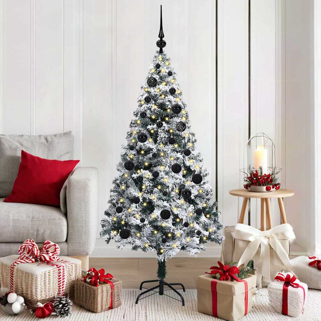 Kunstkerstboom met 150 LED Wit 150 cm PVC en Staal en Kunststof – afbeelding 1