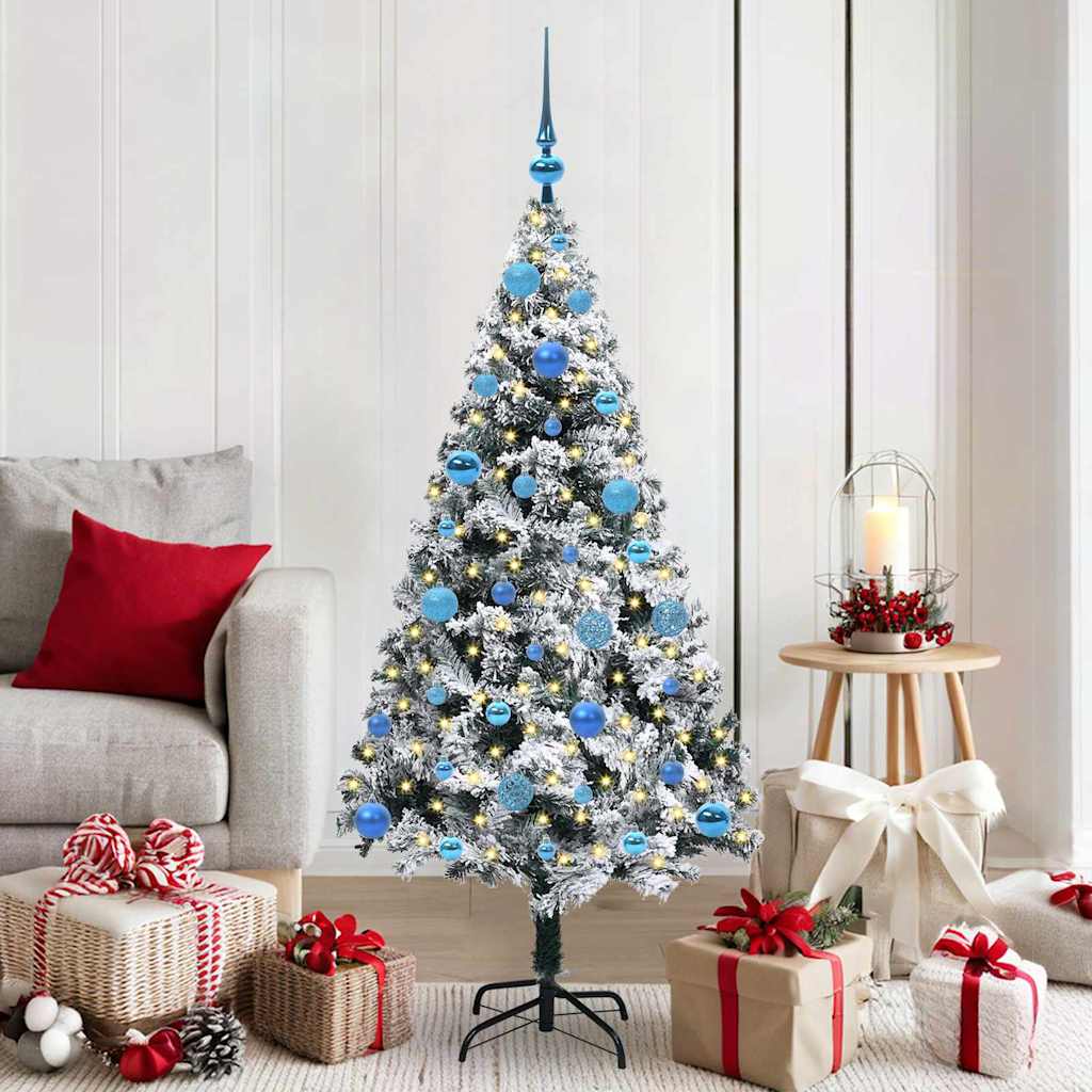 Kunstkerstboom met 150 LED Wit 150 cm PVC en Staal en Kunststof – afbeelding 1