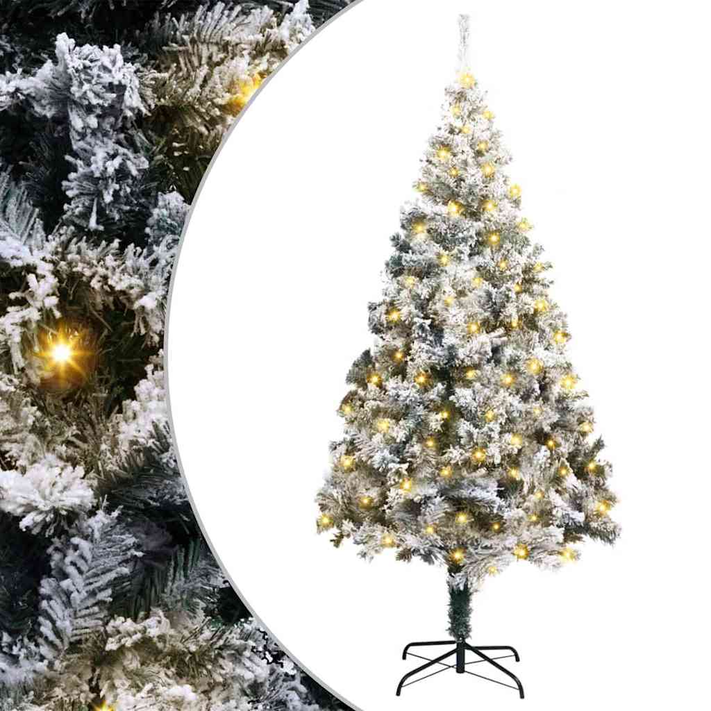 Kunstkerstboom met 300 LED Wit 180 cm PVC en Staal en Kunststof
