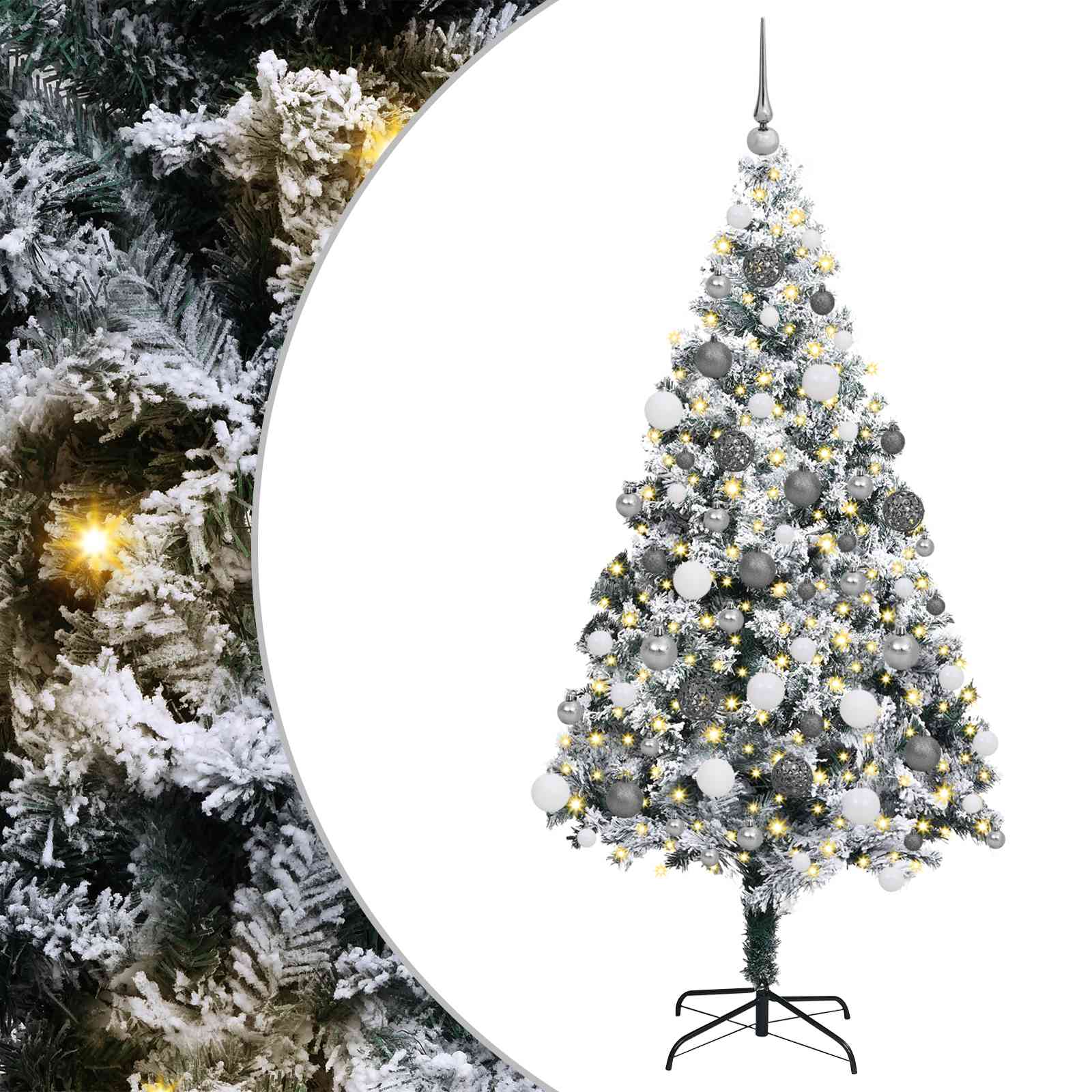 Kunstkerstboom met 300 LED Wit 180 cm PVC en Staal en Kunststof