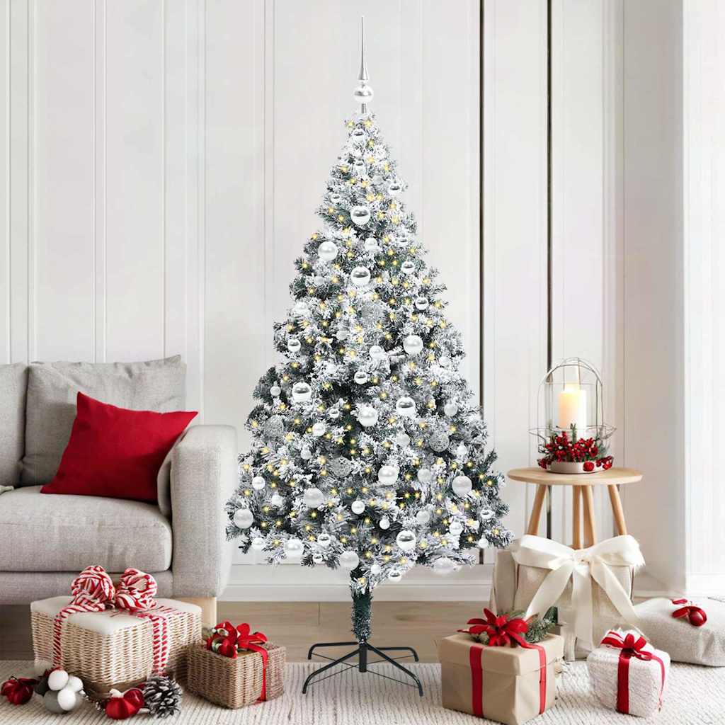 Kunstkerstboom met 300 LED Wit 180 cm PVC en Staal en Kunststof