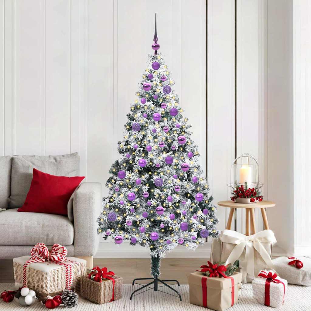 Kunstkerstboom met 300 LED Wit 180 cm PVC en Staal en Kunststof