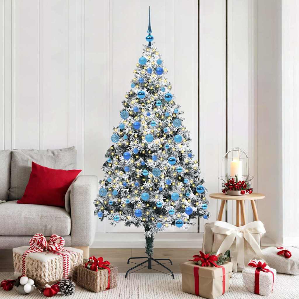 Kunstkerstboom met 300 LED Wit 180 cm PVC en Staal en Kunststof