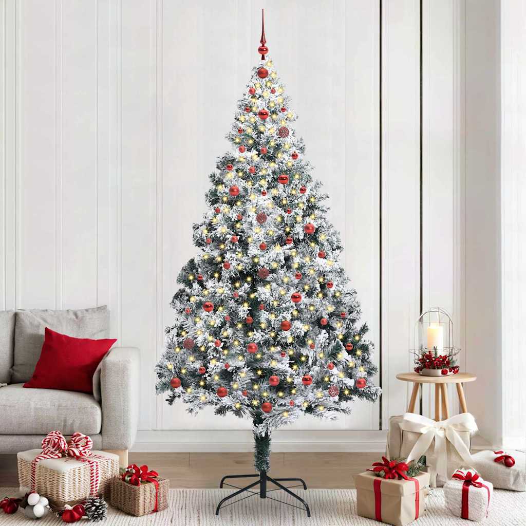 Kunstkerstboom met 300 LED Wit 240 cm PVC en Staal en Kunststof