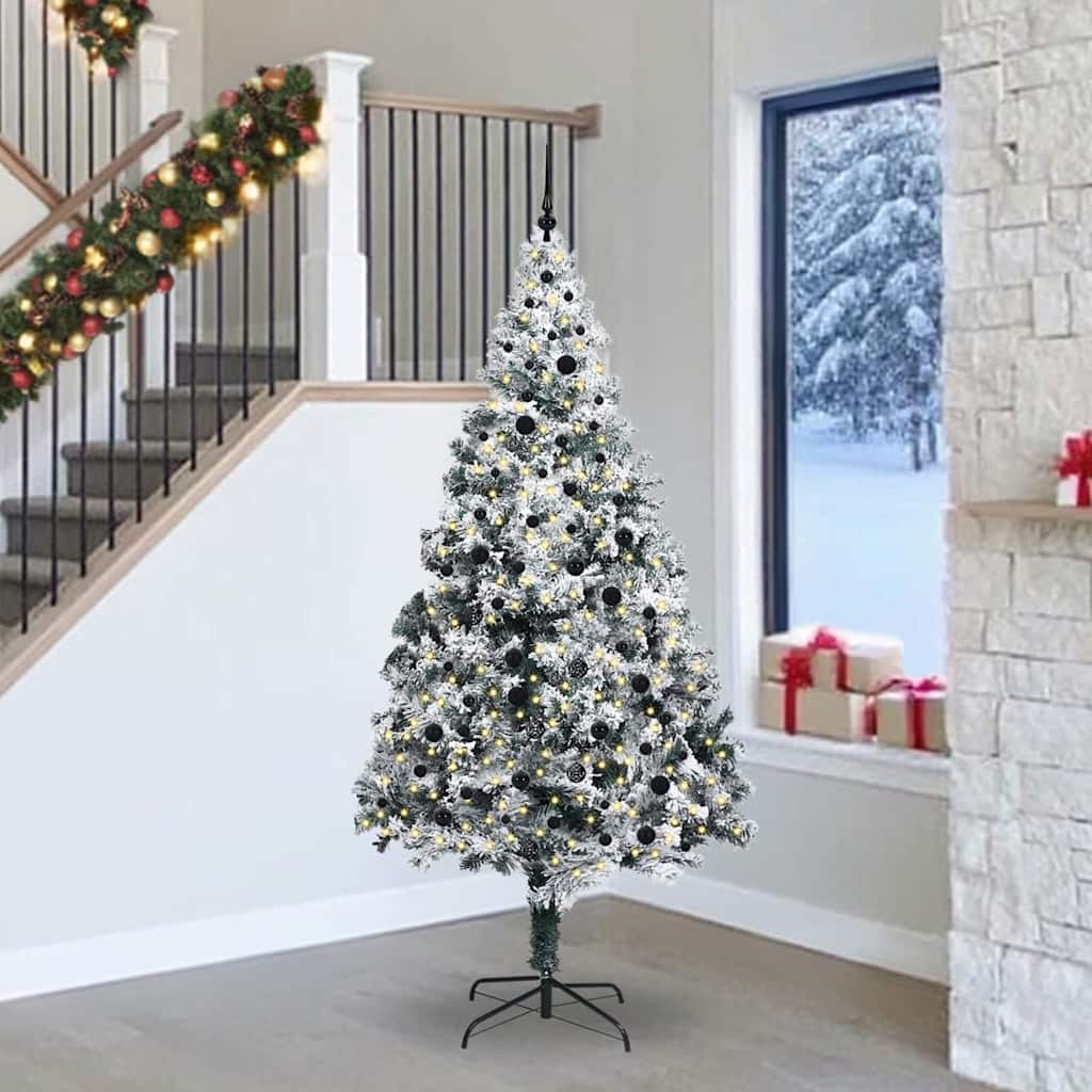 Kunstkerstboom met 300 LED Wit 240 cm PVC en Staal en Kunststof – afbeelding 1