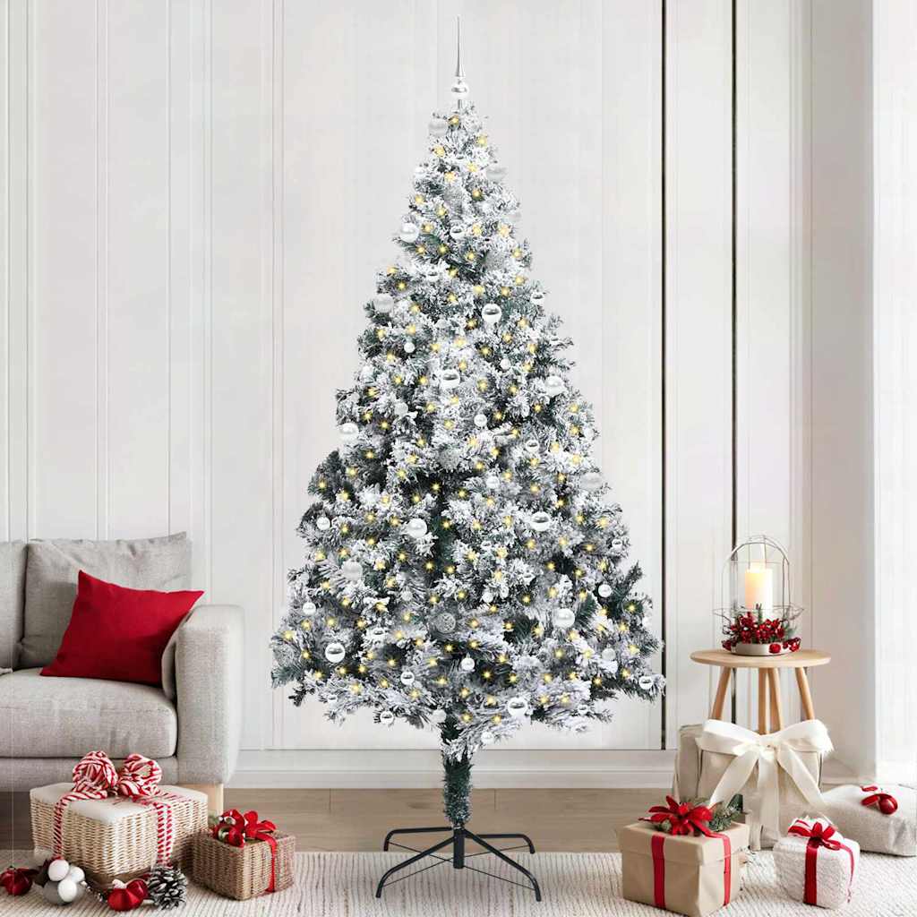 Kunstkerstboom met 300 LED Wit 240 cm PVC en Staal en Kunststof