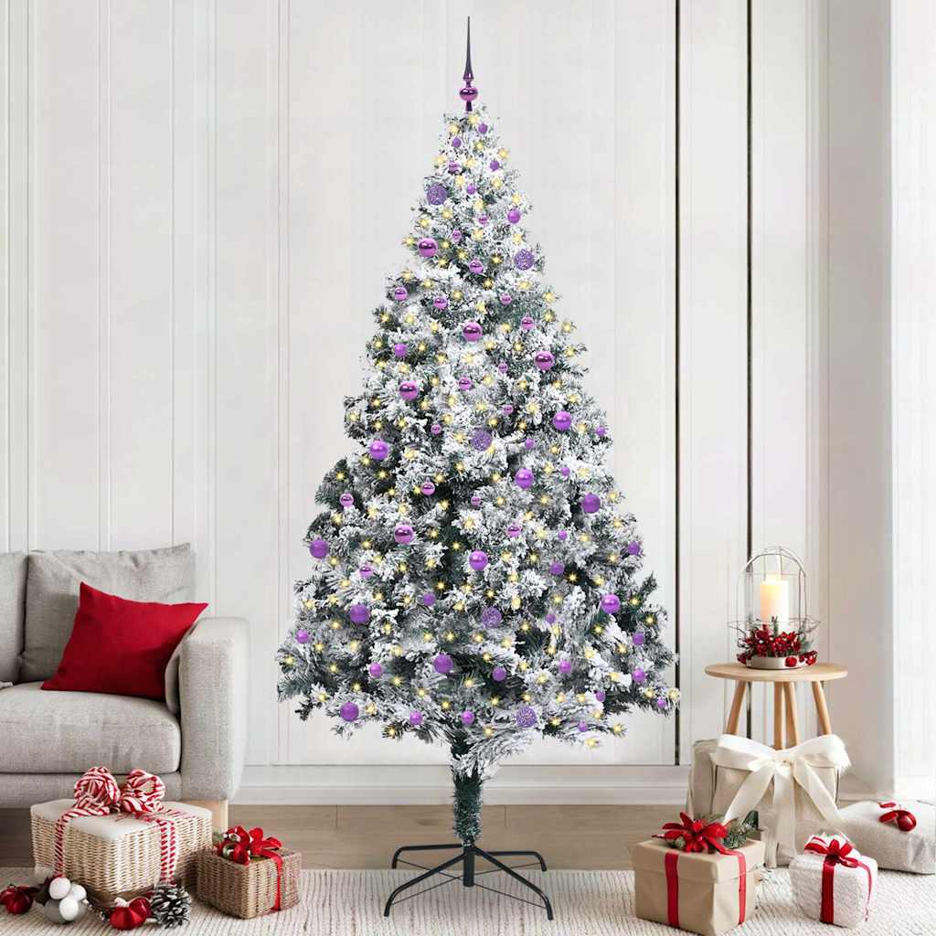 Kunstkerstboom met 300 LED Wit 240 cm PVC en Staal en Kunststof – afbeelding 1