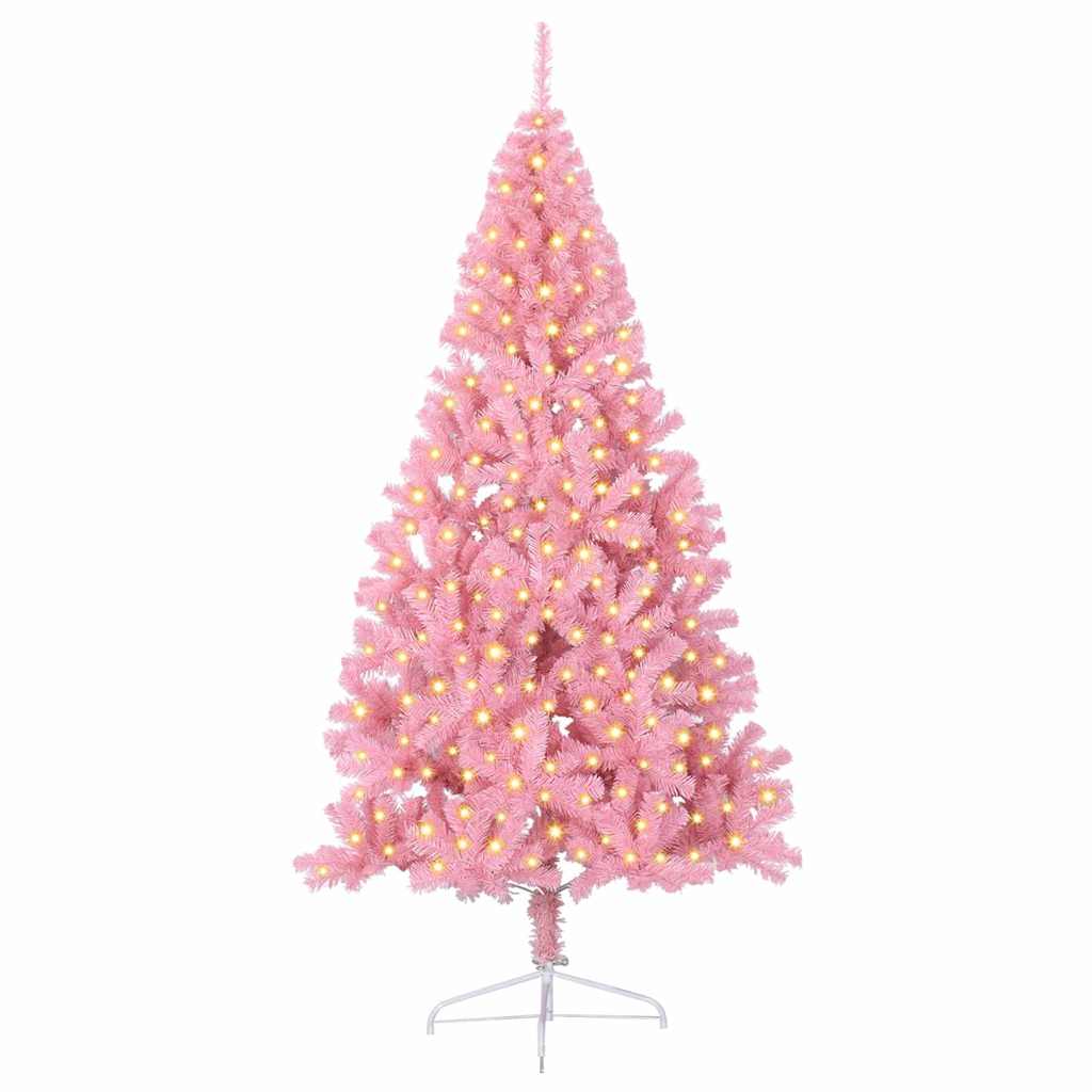 Kunstmatig Voorverlicht Kerstboom met 300 LED Roze 210 cm PVC – afbeelding 3