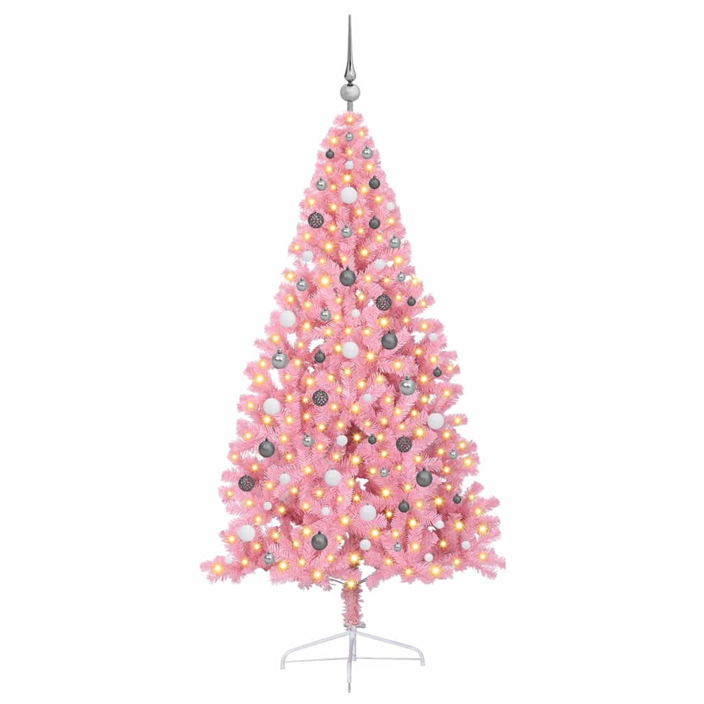 Kunstmatig Voorverlicht Kerstboom met 300 LED Roze 210 cm PVC – afbeelding 3