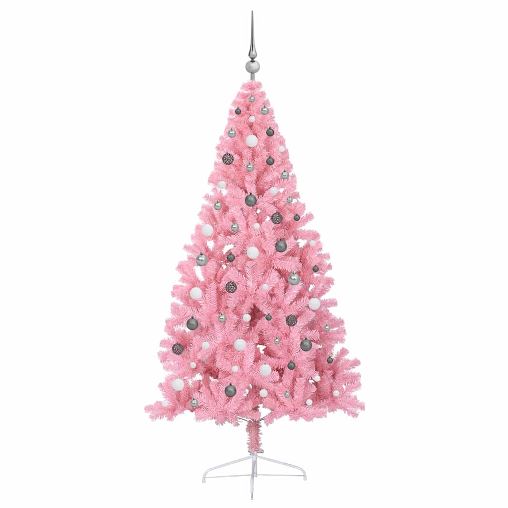 Kunstmatig Voorverlicht Kerstboom met 300 LED Roze 210 cm PVC – afbeelding 5
