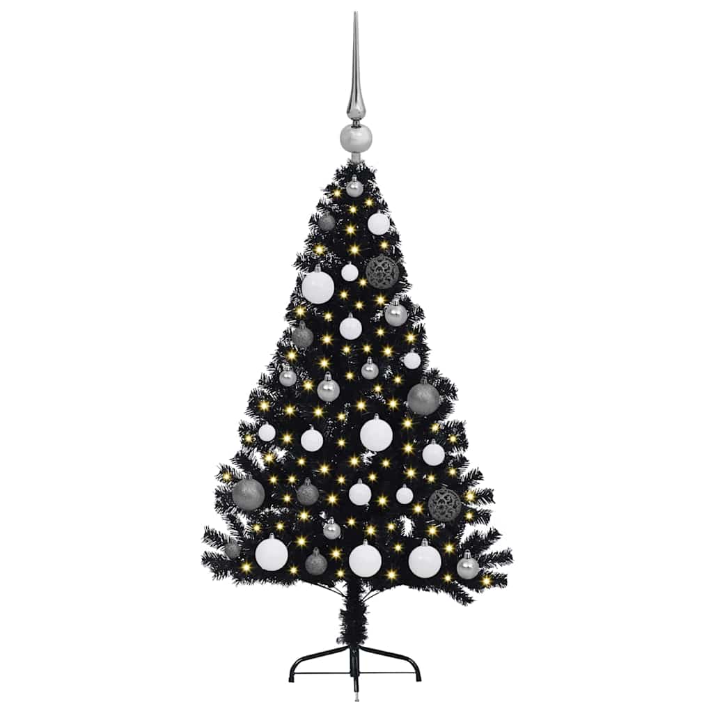 Kunstmatig Voorverlicht Kerstboom met 150 LED Zwart 120 cm PVC – afbeelding 3
