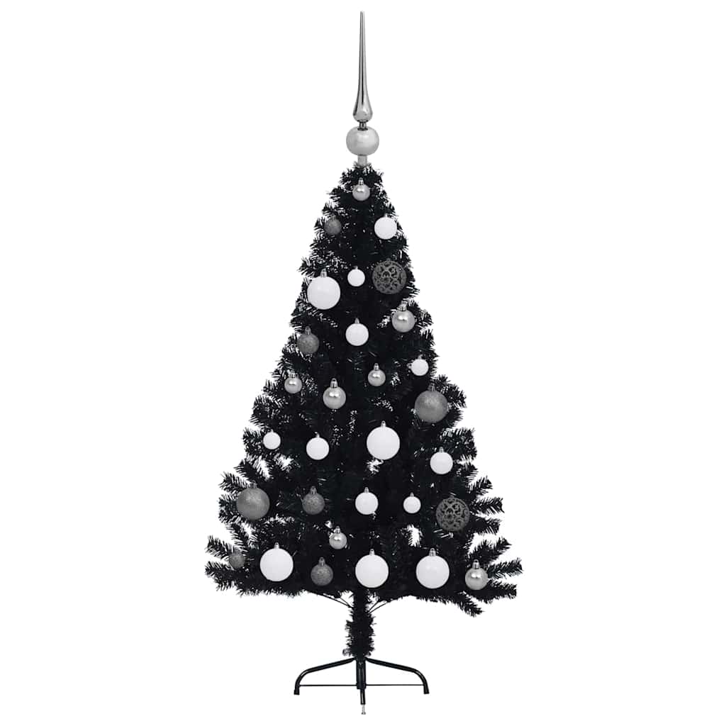 Kunstmatig Voorverlicht Kerstboom met 150 LED Zwart 120 cm PVC – afbeelding 5