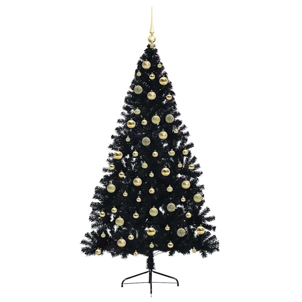 Kunstmatig Voorverlicht Kerstboom met 300 LED Zwart 210 cm PVC – afbeelding 4