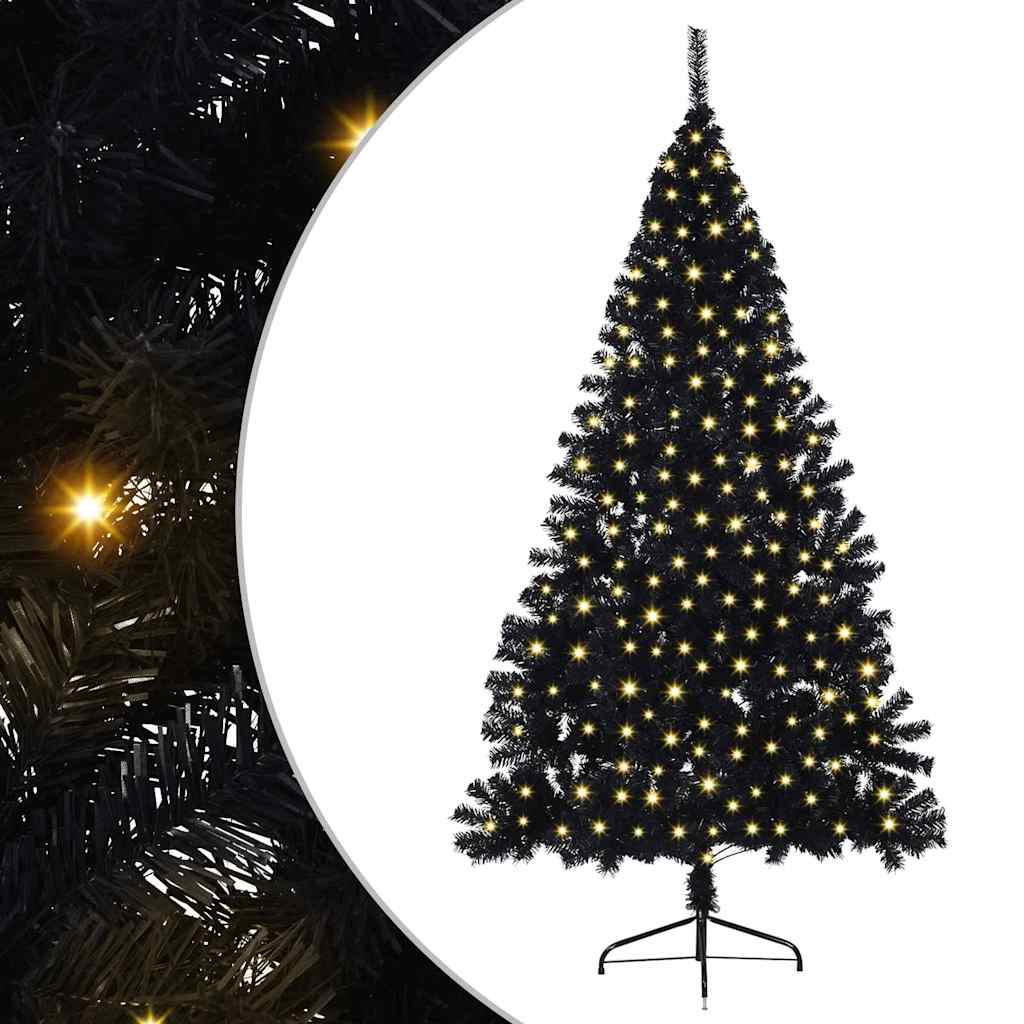 Kunstmatig Voorverlicht Kerstboom met 300 LED Zwart 240 cm PVC – afbeelding 2
