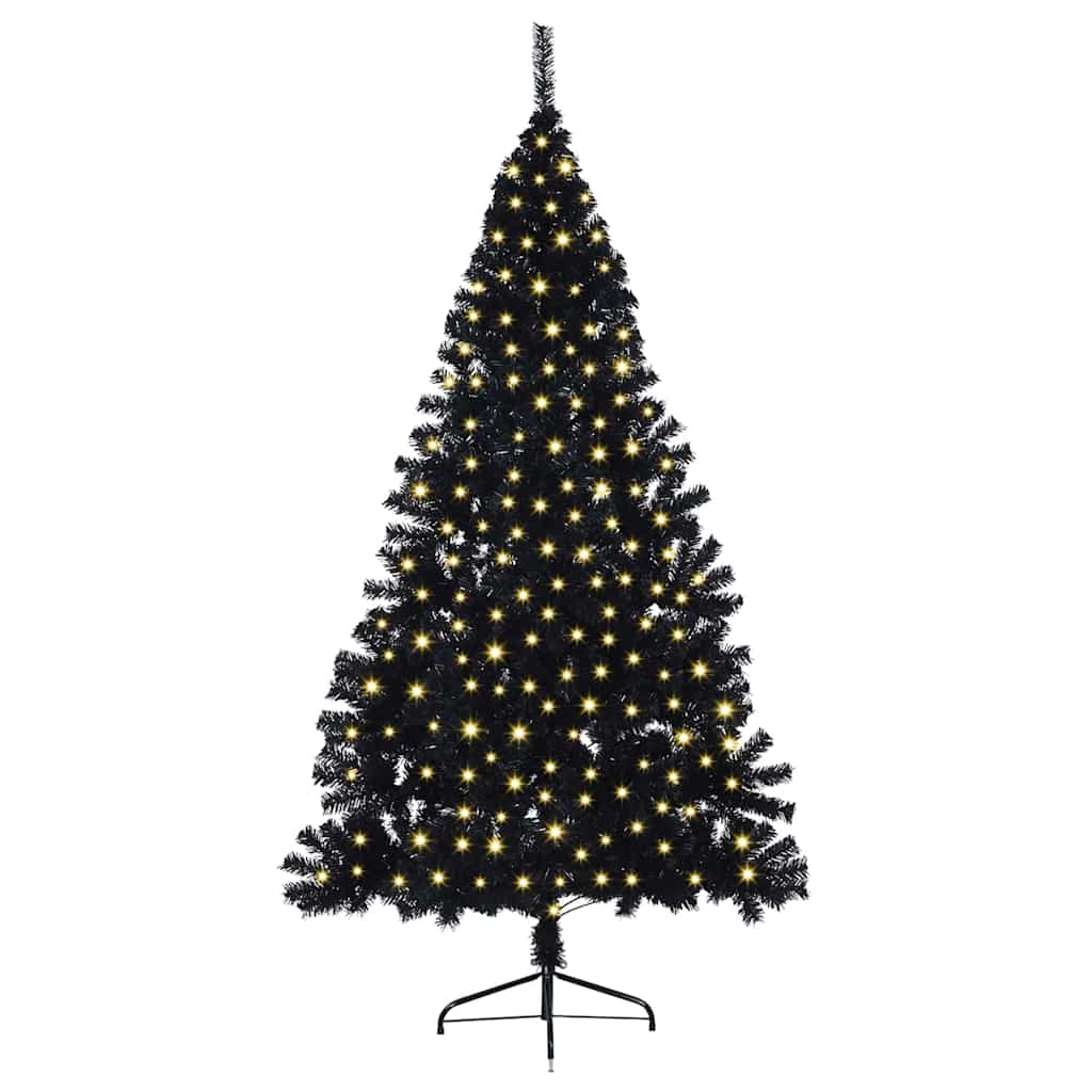 Kunstmatig Voorverlicht Kerstboom met 300 LED Zwart 240 cm PVC – afbeelding 3
