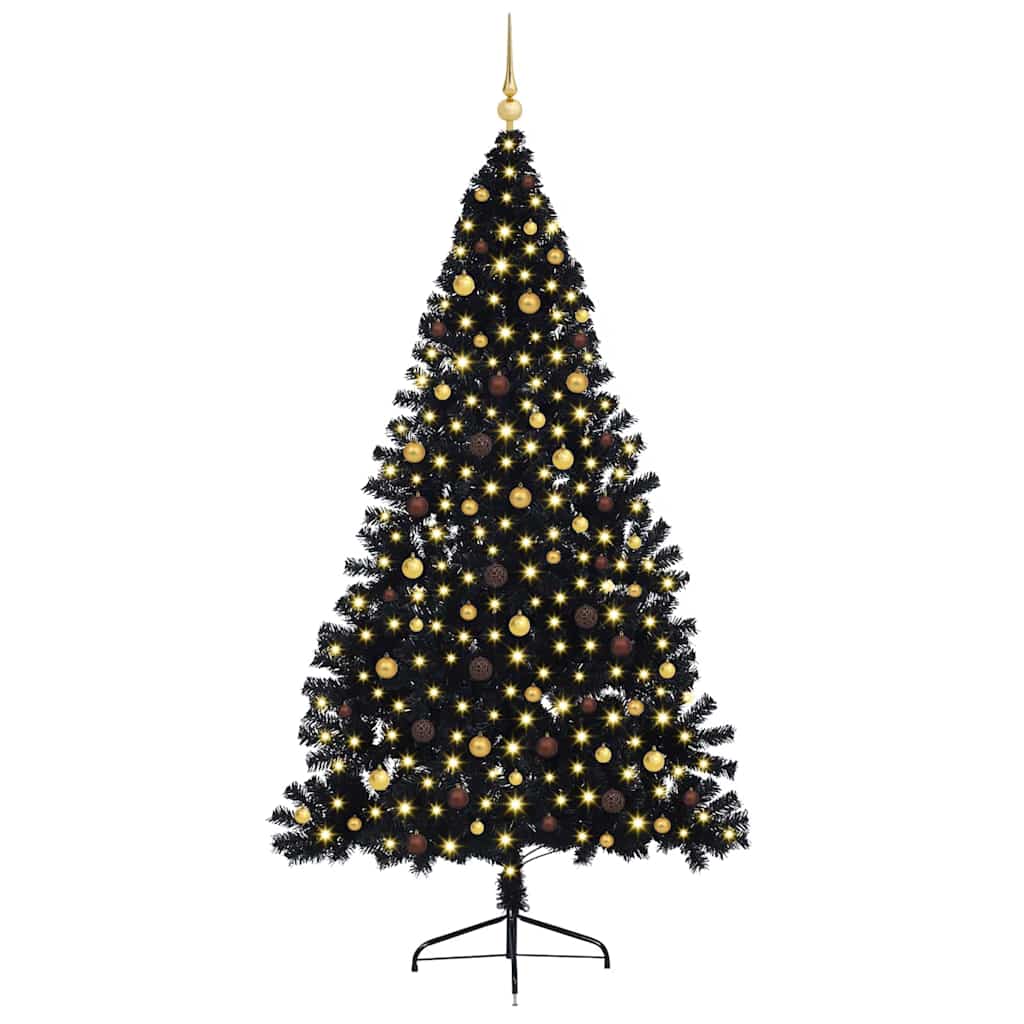 Kunstmatig Voorverlicht Kerstboom met 300 LED Zwart 240 cm PVC – afbeelding 3