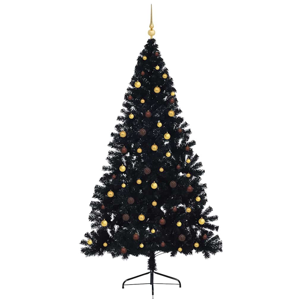 Kunstmatig Voorverlicht Kerstboom met 300 LED Zwart 240 cm PVC – afbeelding 4