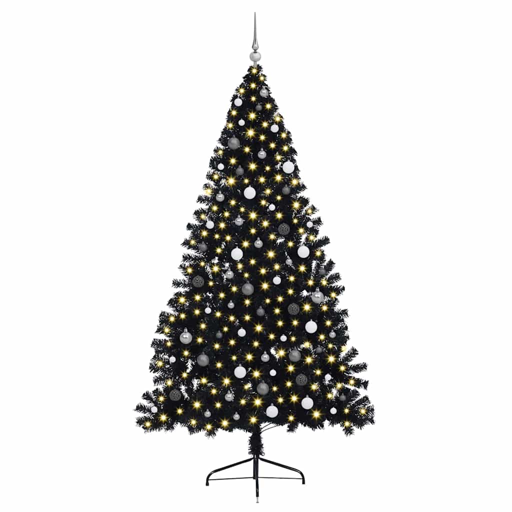 Kunstmatig Voorverlicht Kerstboom met 300 LED Zwart 240 cm PVC – afbeelding 3