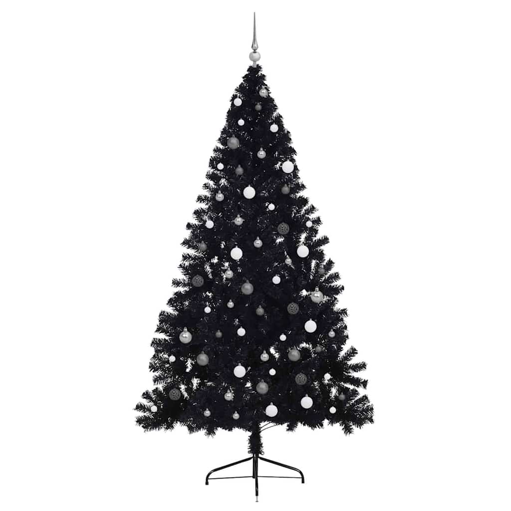 Kunstmatig Voorverlicht Kerstboom met 300 LED Zwart 240 cm PVC – afbeelding 5