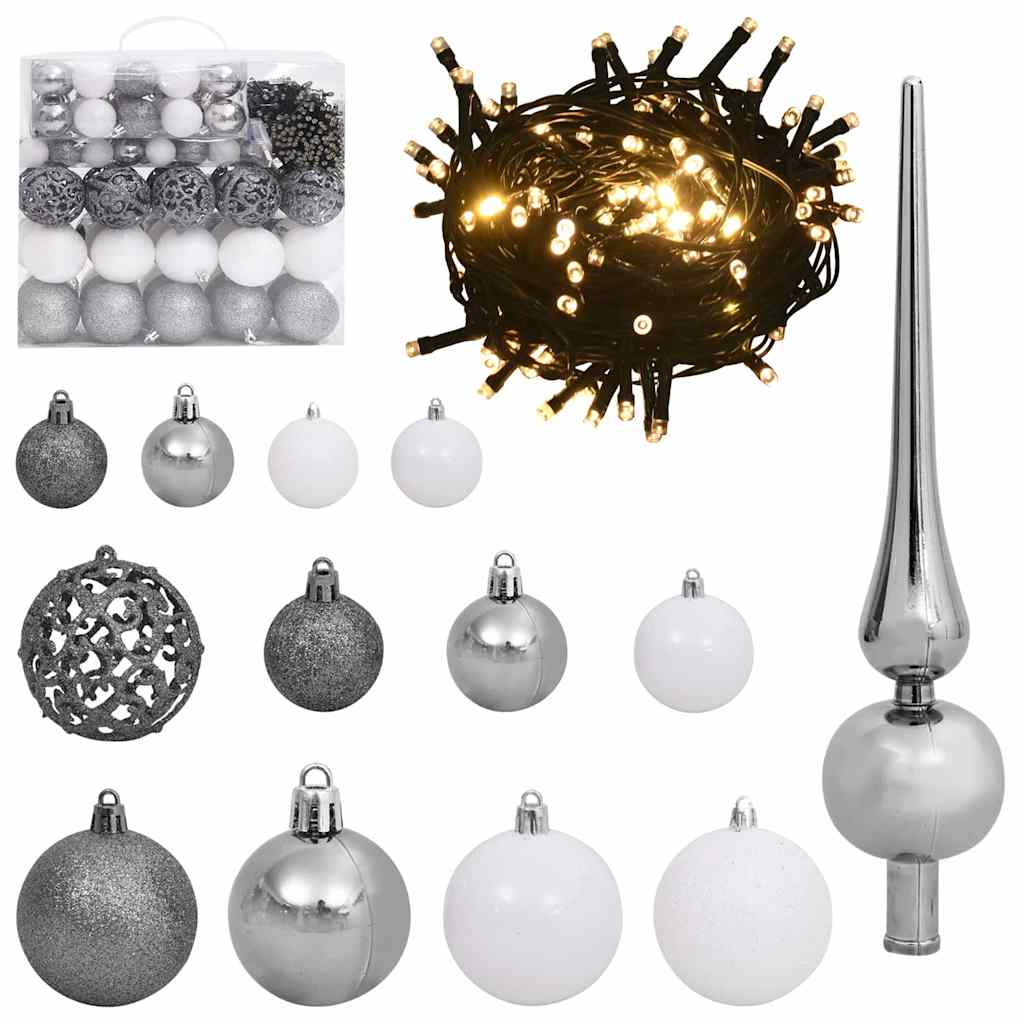 Kunstmatig Voorverlicht Kerstboom met 300 LED Zwart 240 cm PVC – afbeelding 7