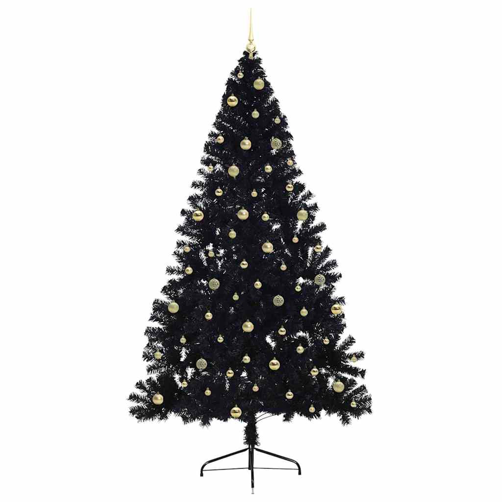 Kunstmatig Voorverlicht Kerstboom met 300 LED Zwart 240 cm PVC – afbeelding 4