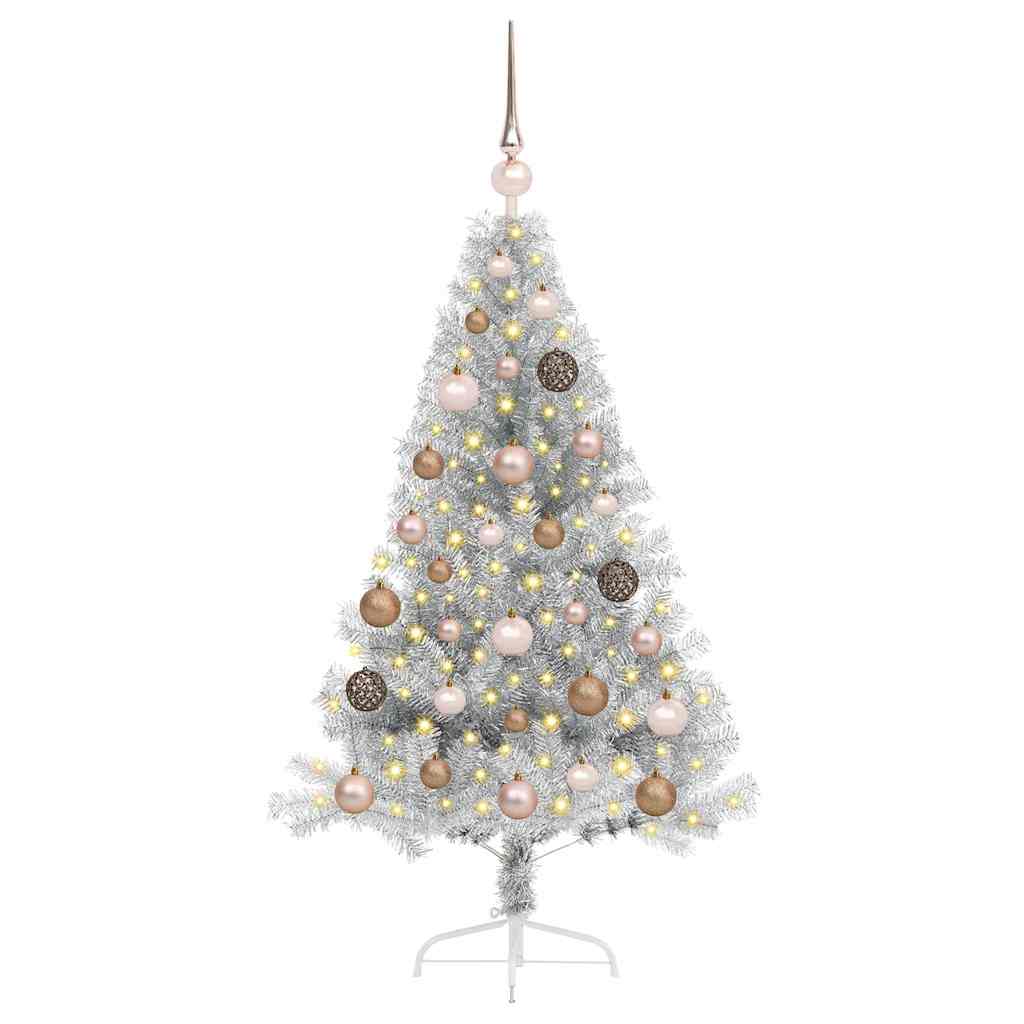 Kunstmatig Voorverlicht Kerstboom met 150 LED Zilver 120 cm PET – afbeelding 3