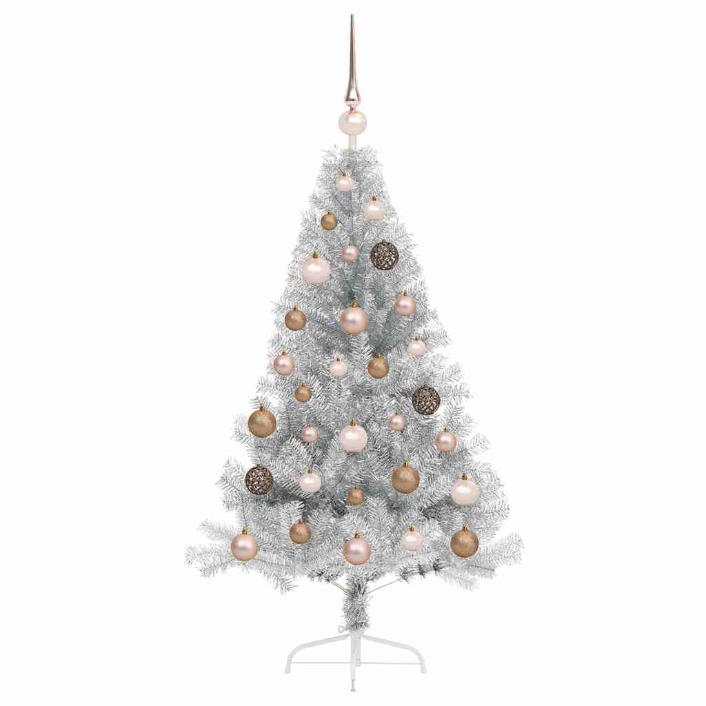 Kunstmatig Voorverlicht Kerstboom met 150 LED Zilver 120 cm PET – afbeelding 4