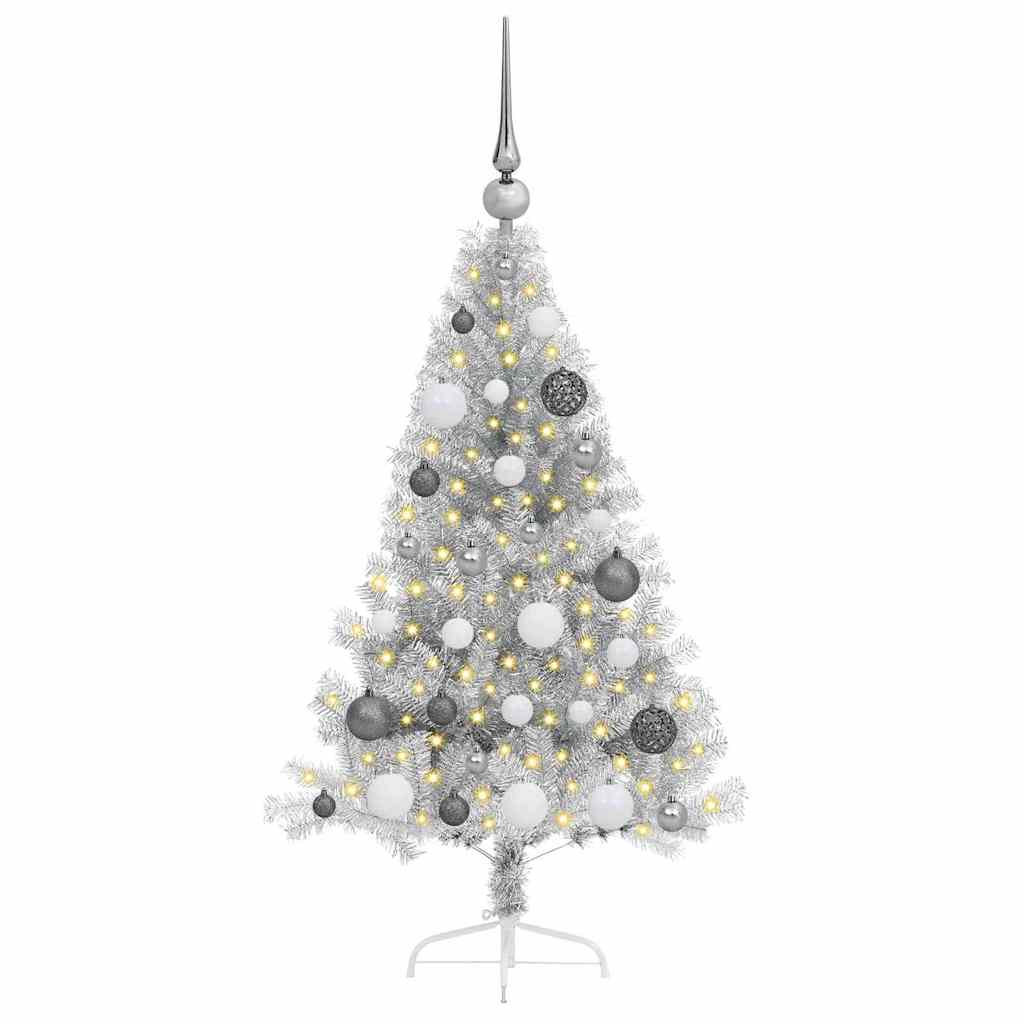 Kunstmatig Voorverlicht Kerstboom met 150 LED Zilver 120 cm PET – afbeelding 3