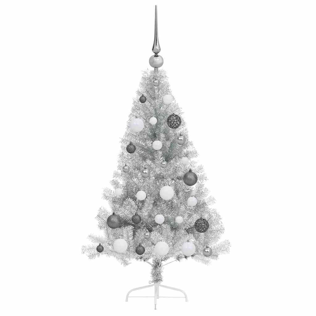 Kunstmatig Voorverlicht Kerstboom met 150 LED Zilver 120 cm PET – afbeelding 5