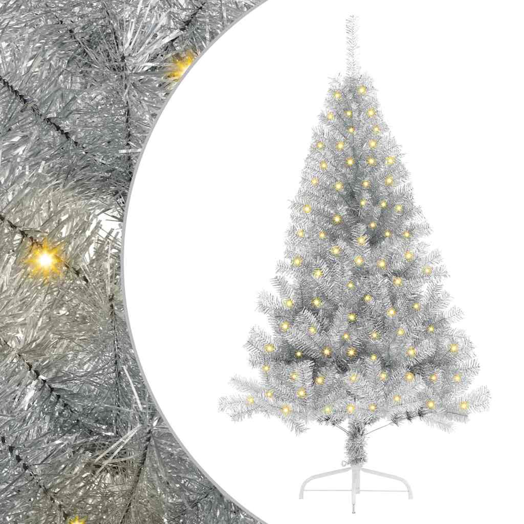 Kunstmatig Voorverlicht Kerstboom met 150 LED Zilver 150 cm PET – afbeelding 2