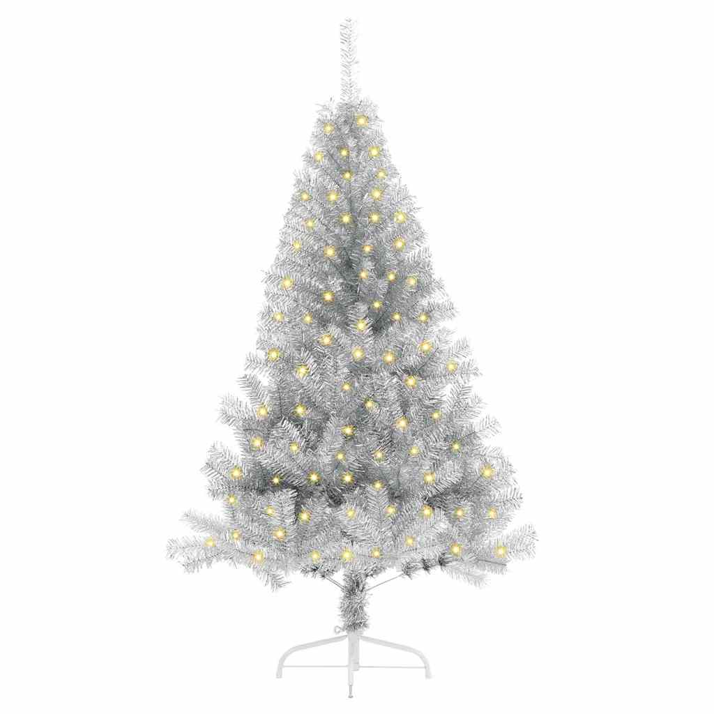 Kunstmatig Voorverlicht Kerstboom met 150 LED Zilver 150 cm PET – afbeelding 3