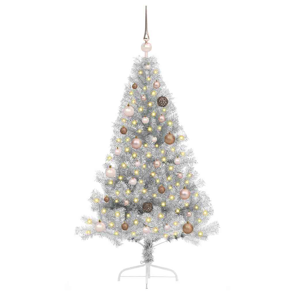 Kunstmatig Voorverlicht Kerstboom met 150 LED Zilver 150 cm PET – afbeelding 3