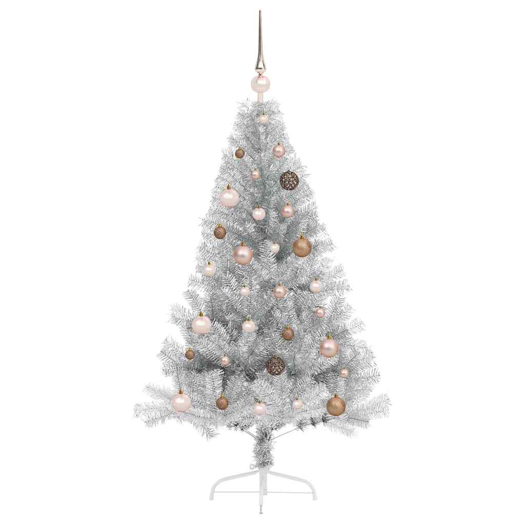 Kunstmatig Voorverlicht Kerstboom met 150 LED Zilver 150 cm PET – afbeelding 4