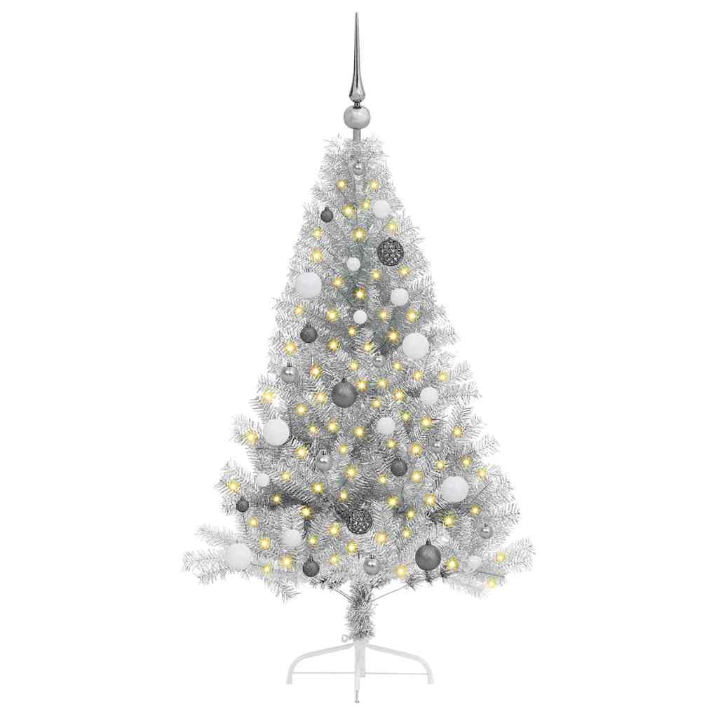 Kunstmatig Voorverlicht Kerstboom met 150 LED Zilver 150 cm PET – afbeelding 3