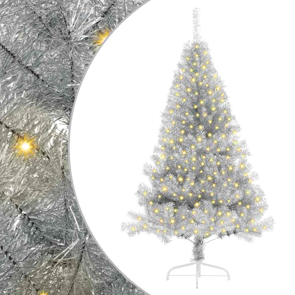Kunstmatig Voorverlicht Kerstboom met 300 LED Zilver 180 cm PET – afbeelding 2