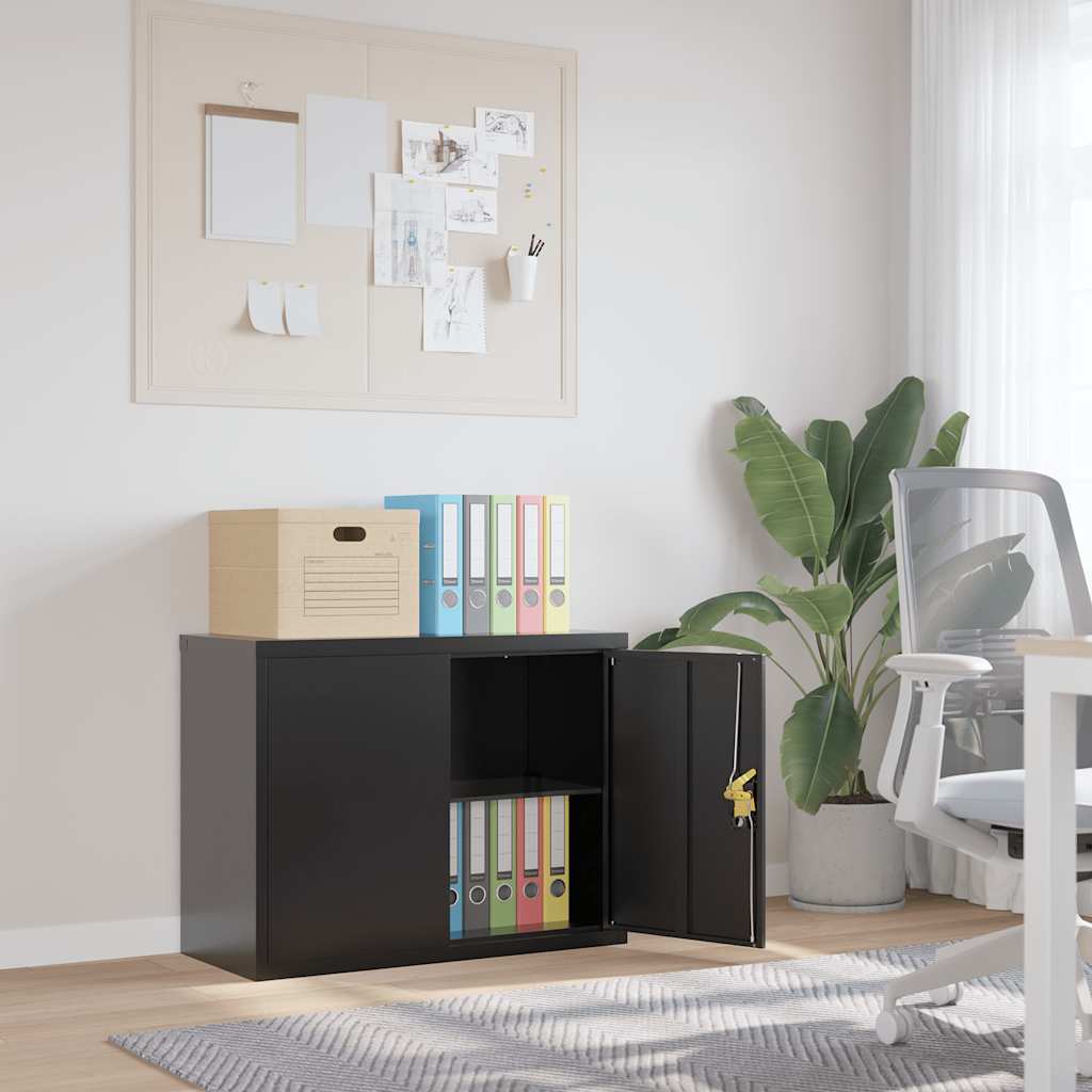 Archiefkast 90x40x70 cm staal zwart