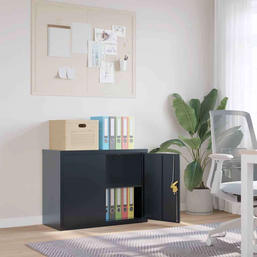 Archiefkast 90x40x70 cm staal antracietkleurig