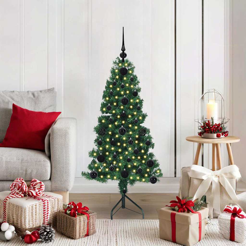 Hoek Kunstkerstboom met 150 LED Groen 120 cm PVC en Metaal – afbeelding 1