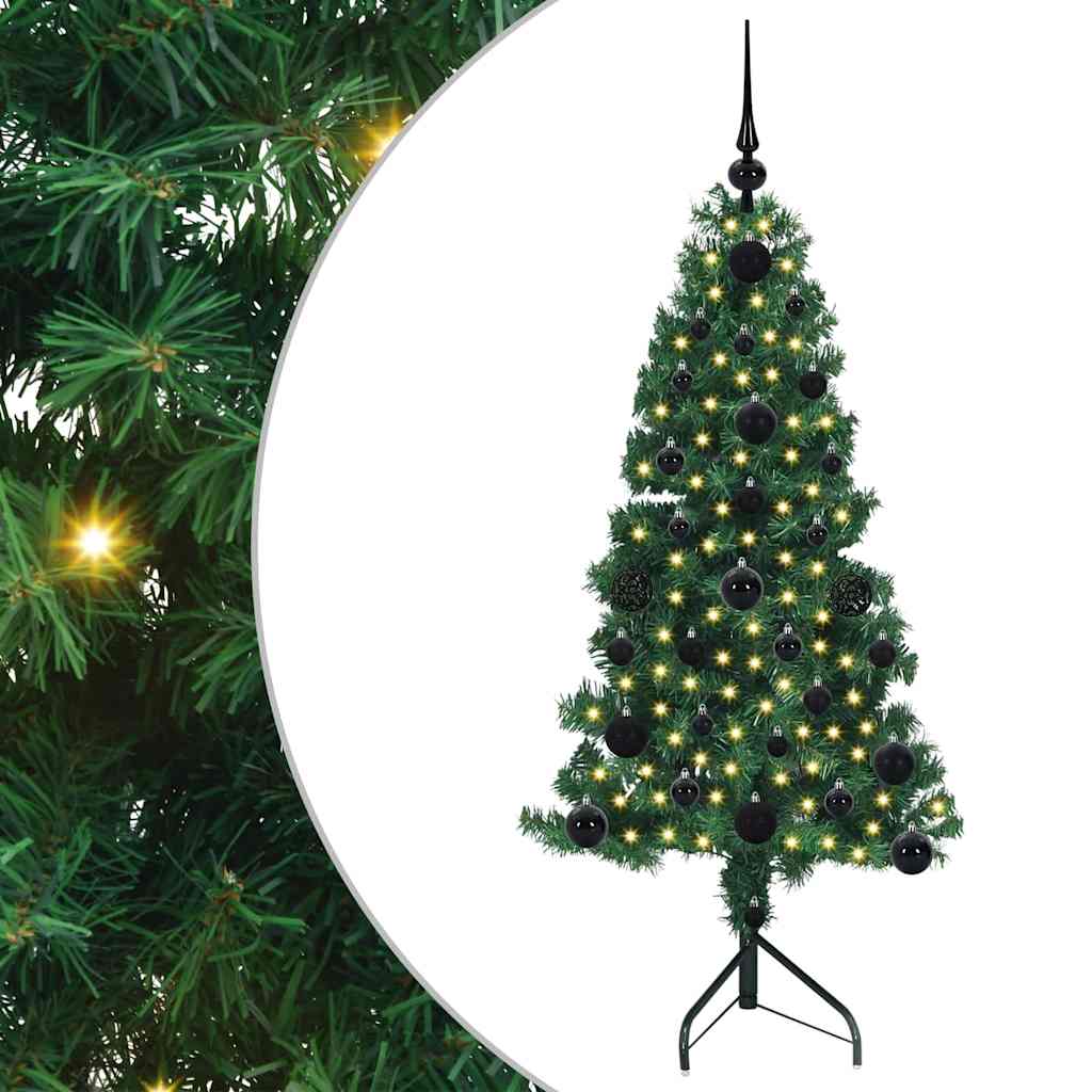 Hoek Kunstkerstboom met 150 LED Groen 120 cm PVC en Metaal – afbeelding 2