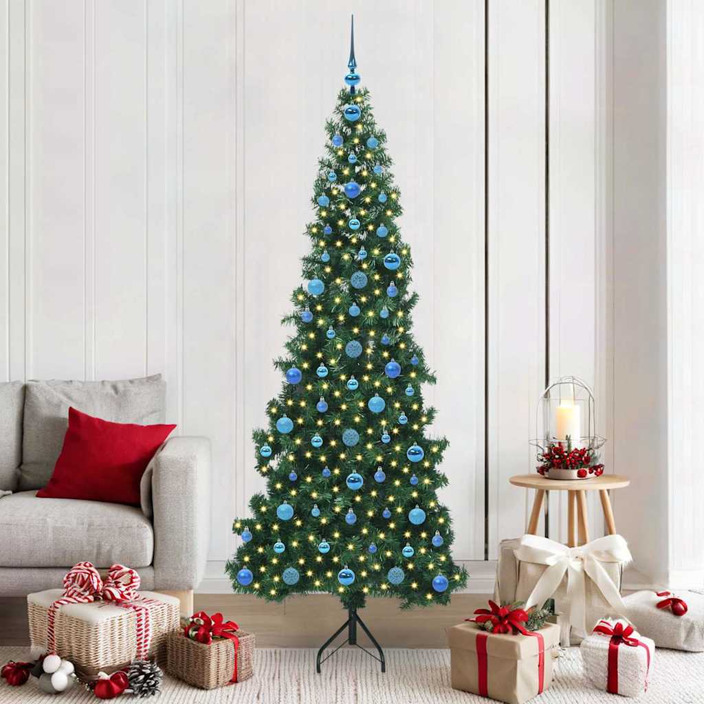 Hoek Kunstkerstboom met 300 LED Groen 210 cm PVC en Metaal – afbeelding 1