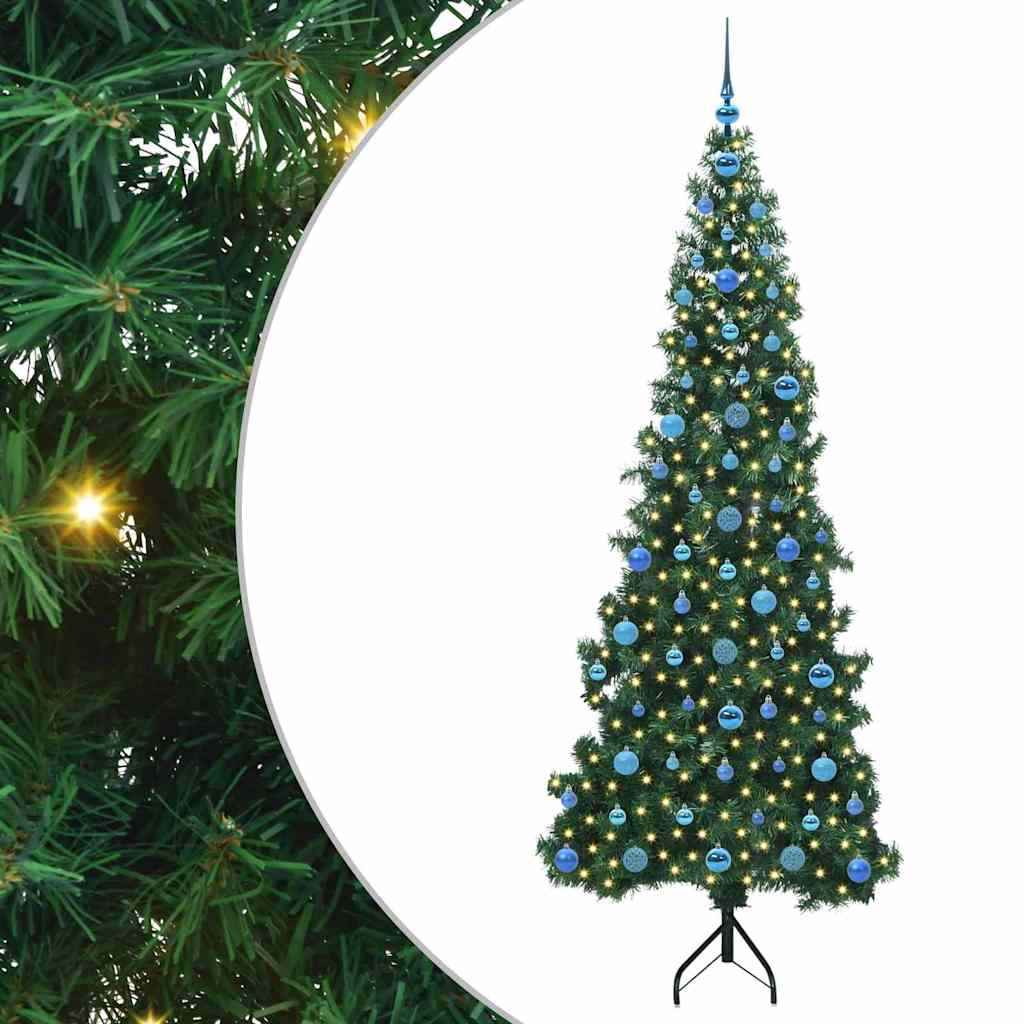 Hoek Kunstkerstboom met 300 LED Groen 210 cm PVC en Metaal – afbeelding 2