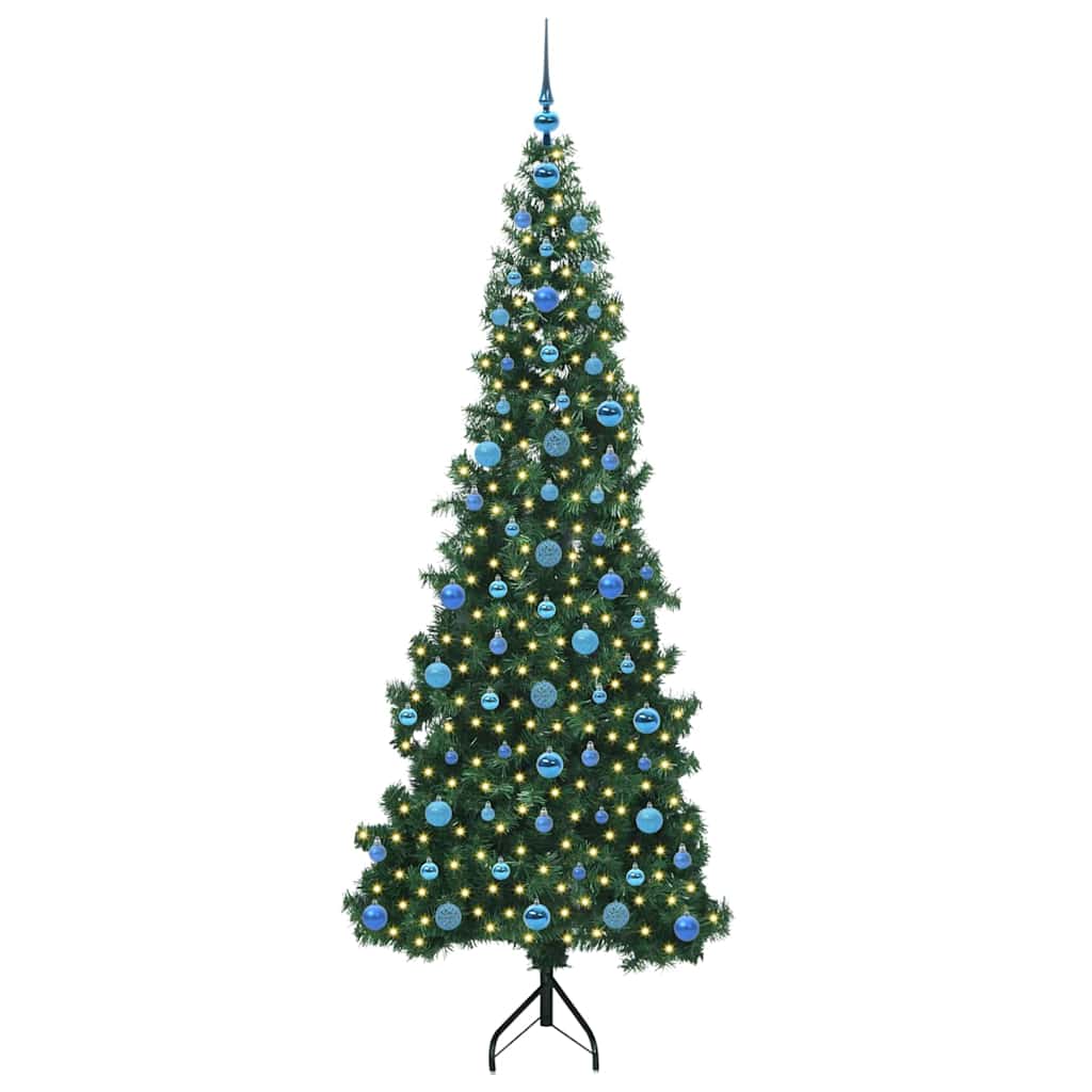 Hoek Kunstkerstboom met 300 LED Groen 210 cm PVC en Metaal – afbeelding 3