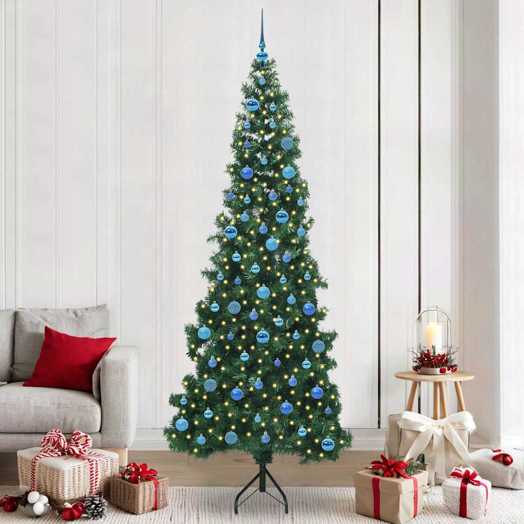 Hoek Kunstkerstboom met 300 LED Groen 240 cm PVC en Metaal – afbeelding 1